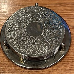 Silver Plate Coaster Set - 4 Coasters - Vintage/MCM/Boho